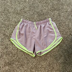 Nike Purple and Green Athletic Shorts with Elastic Waistband